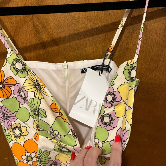 Zara Retro Flower Mini Dress NWT - Picture 7 of 8